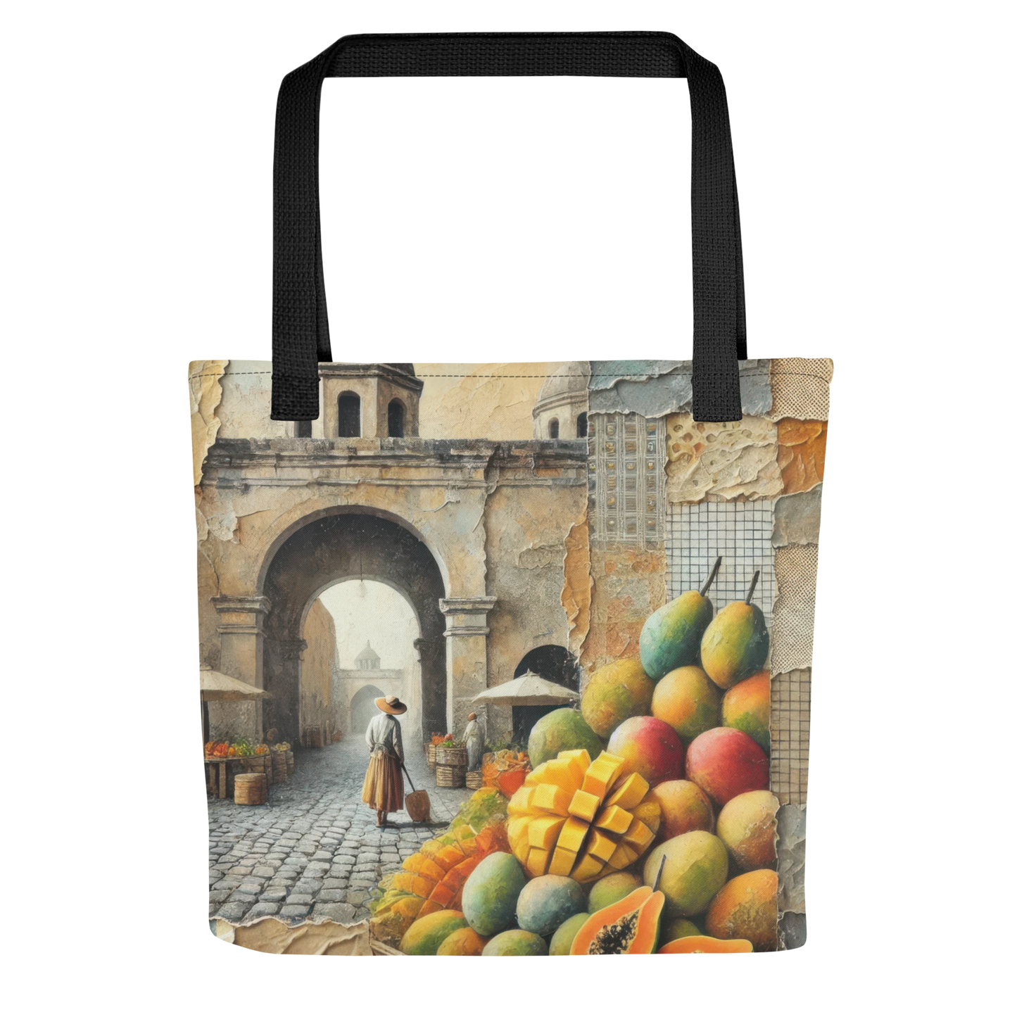 Modern Collage Tote Bag: Breeze of Mango and Stone
