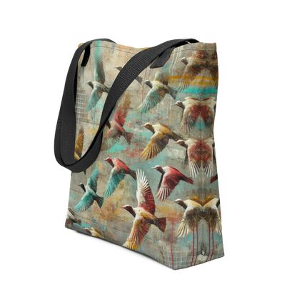 Modern Collage Tote Bag: Wings Above the Concrete