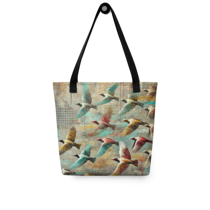 Modern Collage Tote Bag: Wings Above the Concrete