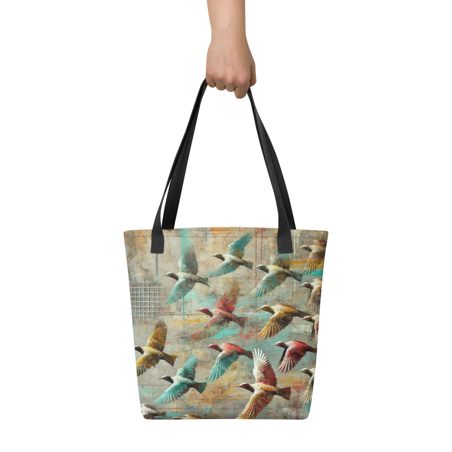 Modern Collage Tote Bag: Wings Above the Concrete