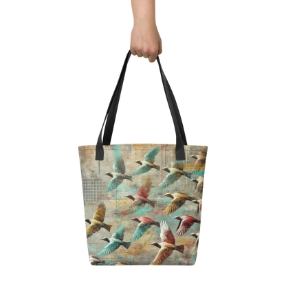 Modern Collage Tote Bag: Wings Above the Concrete