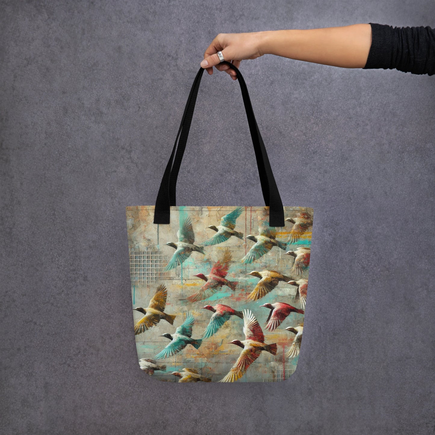 Modern Collage Tote Bag: Wings Above the Concrete