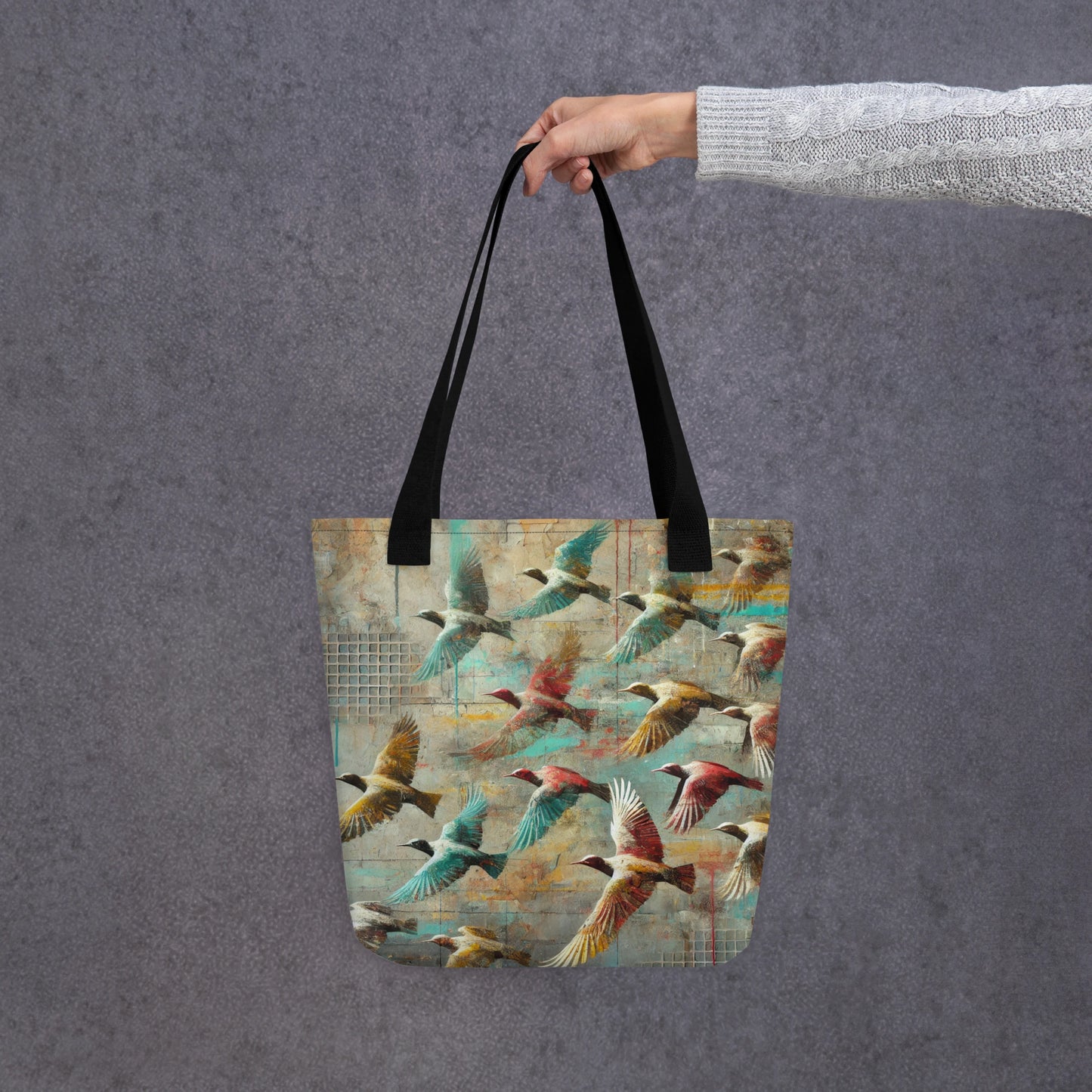 Modern Collage Tote Bag: Wings Above the Concrete