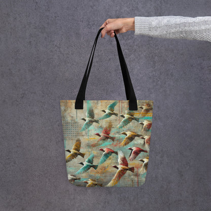 Modern Collage Tote Bag: Wings Above the Concrete