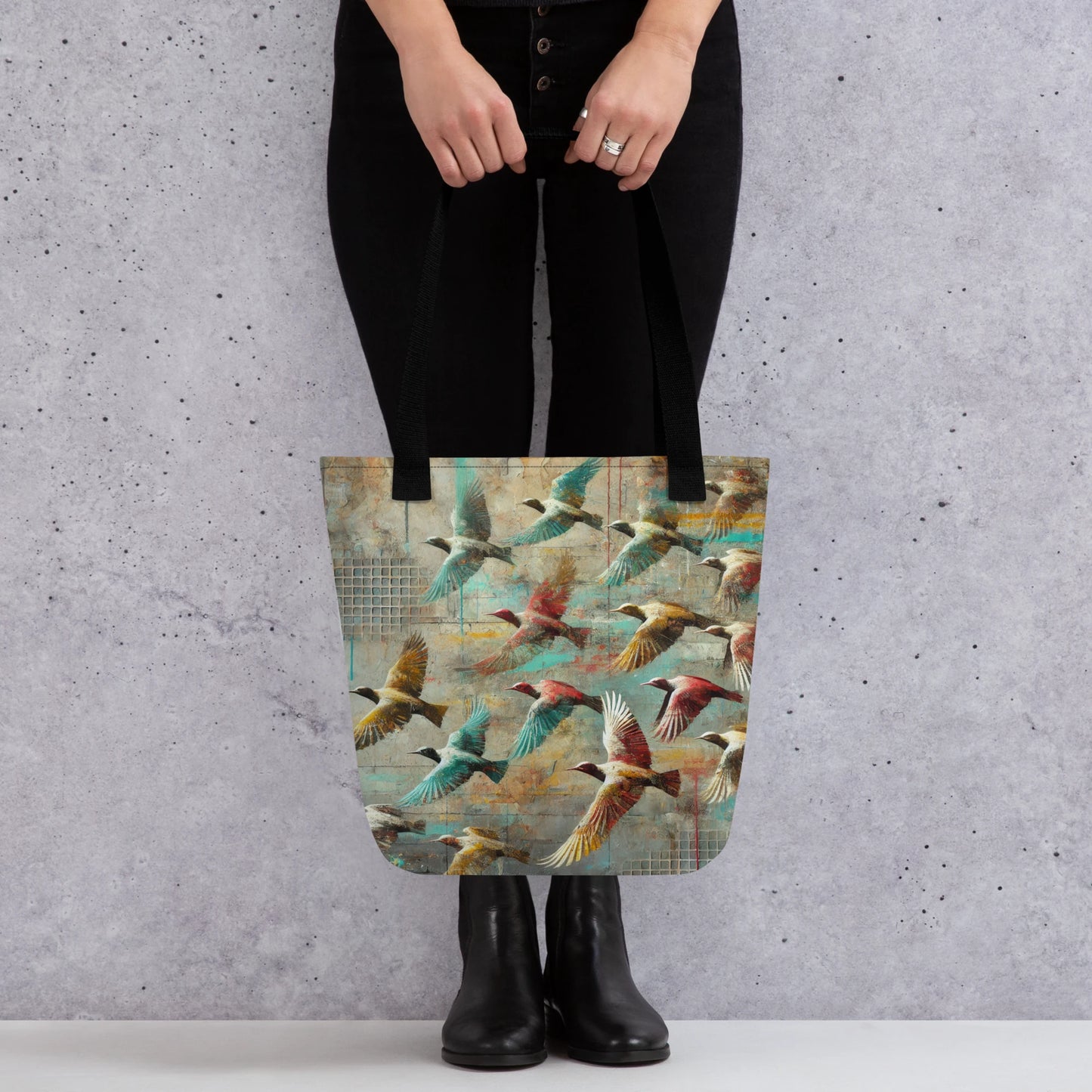 Modern Collage Tote Bag: Wings Above the Concrete