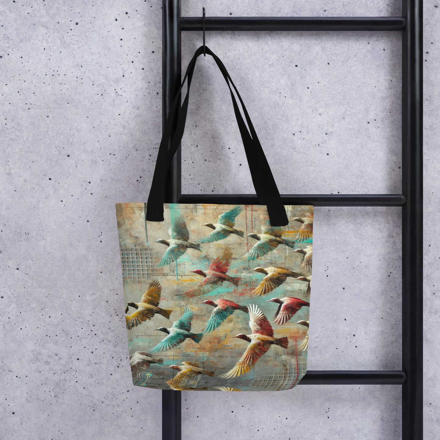 Modern Collage Tote Bag: Wings Above the Concrete