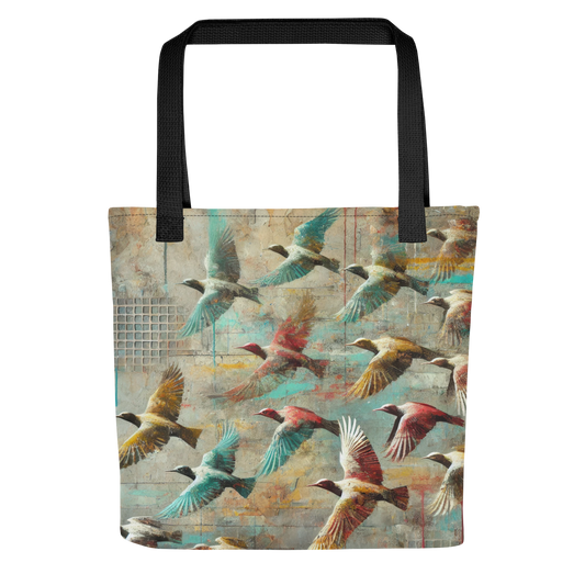 Modern Collage Tote Bag: Wings Above the Concrete