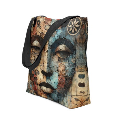 Modern Collage Tote Bag: The Silent Watcher