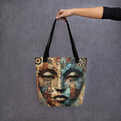 Modern Collage Tote Bag: The Silent Watcher