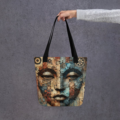 Modern Collage Tote Bag: The Silent Watcher