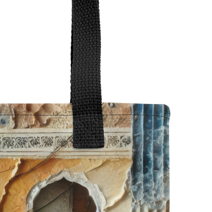 Modern Collage Tote Bag: Courtyard of Forgotten Steps