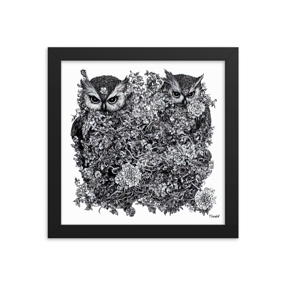 Intricate Inkworks - Owl: Matte Paper Framed Poster