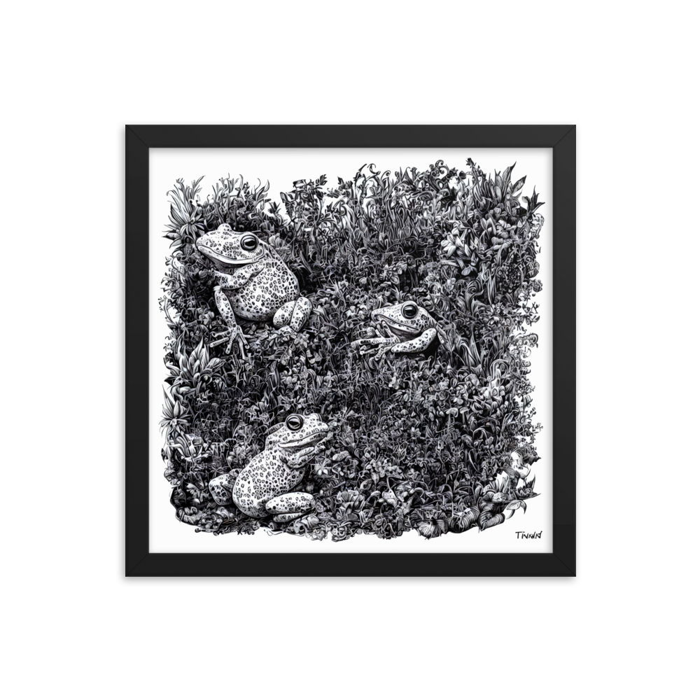 Intricate Inkworks - Frog: Matte Paper Framed Poster