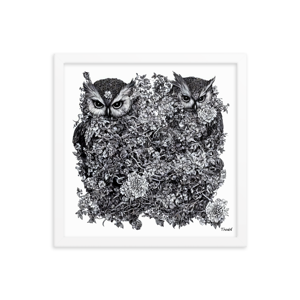 Intricate Inkworks - Owl: Matte Paper Framed Poster