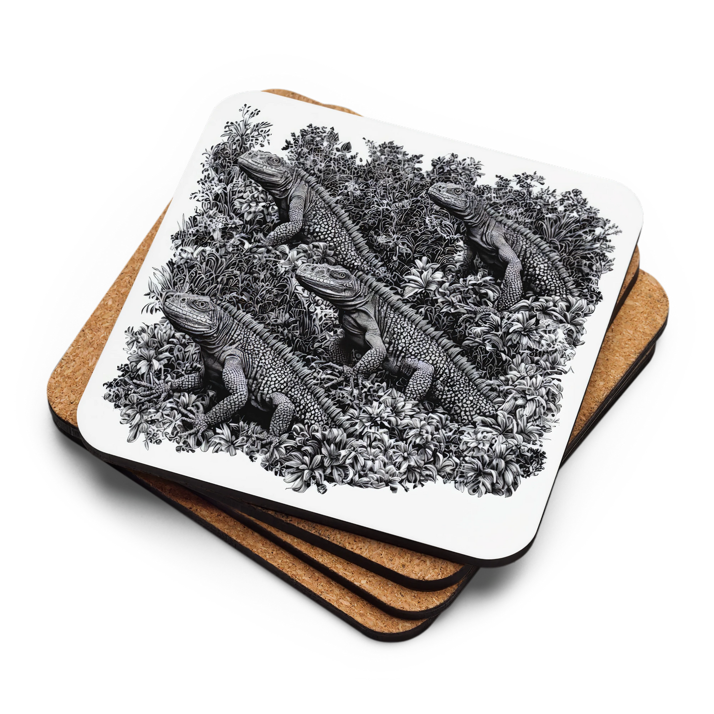 Intricate Inkworks - Iguana: Cork Back Coaster (1pc)