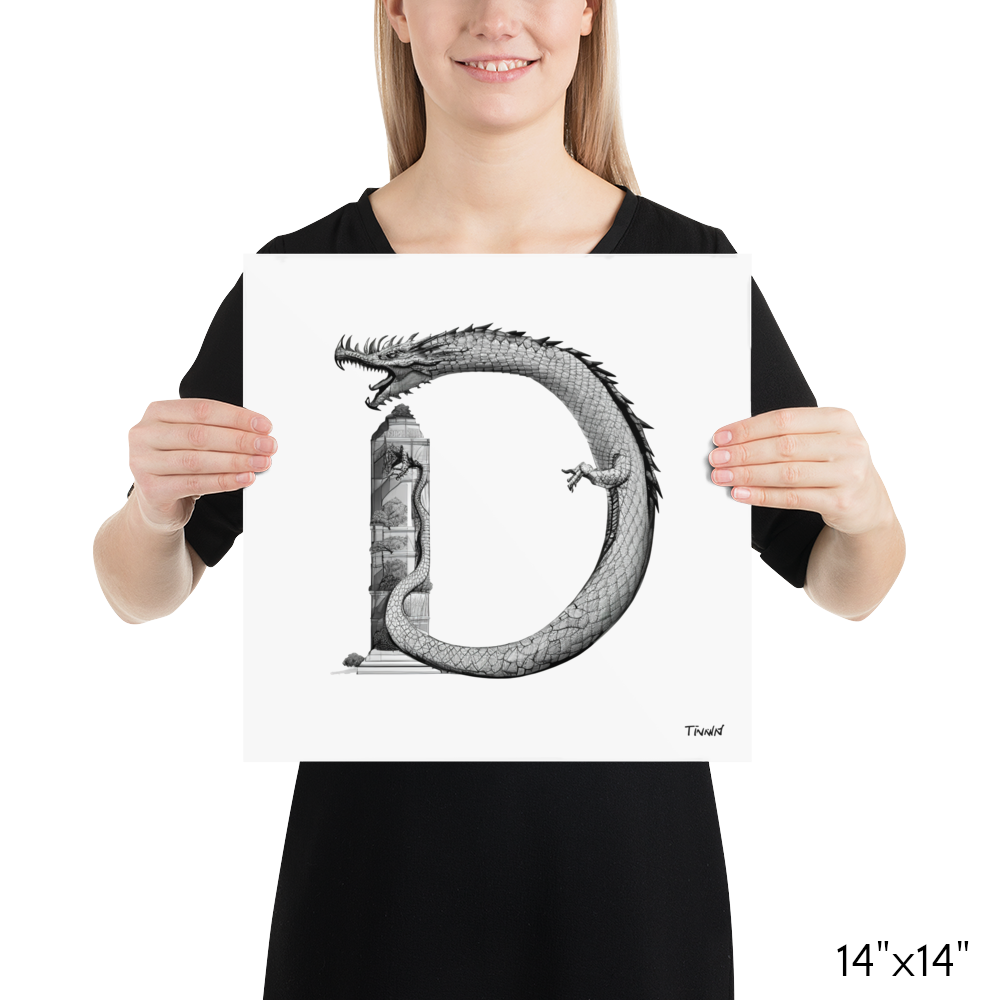Phonics Letter Art - D for Dragon: Matte Paper Poster
