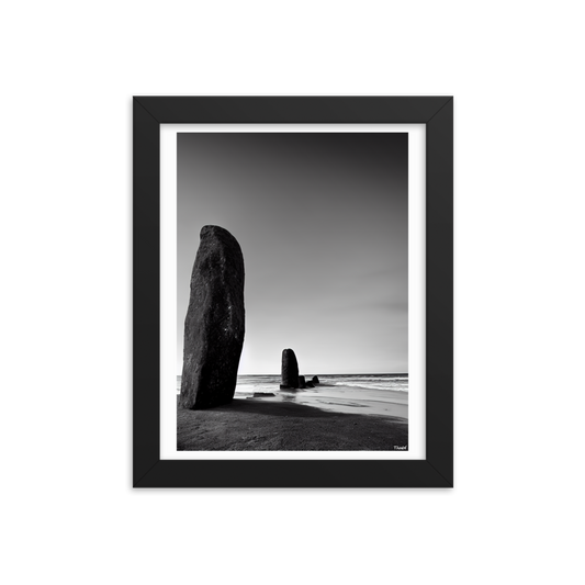 Megaliths Among the Elements - Beach: Lustre Paper Framed Poster