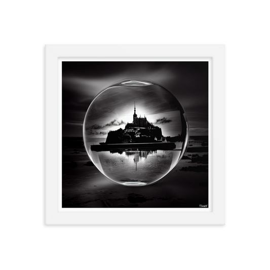 Preservation Spheres - Tidal Island with Abbey: Lustre Paper Framed Poster